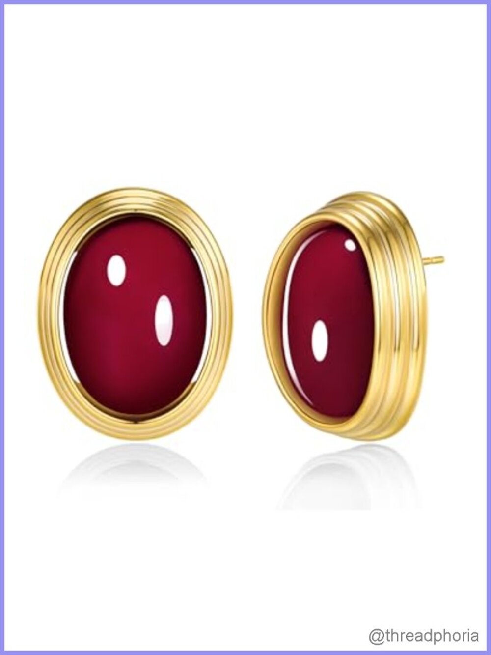 18K Gold Plated Chunky Stud Earrings for Women Bohemian Statement Stone